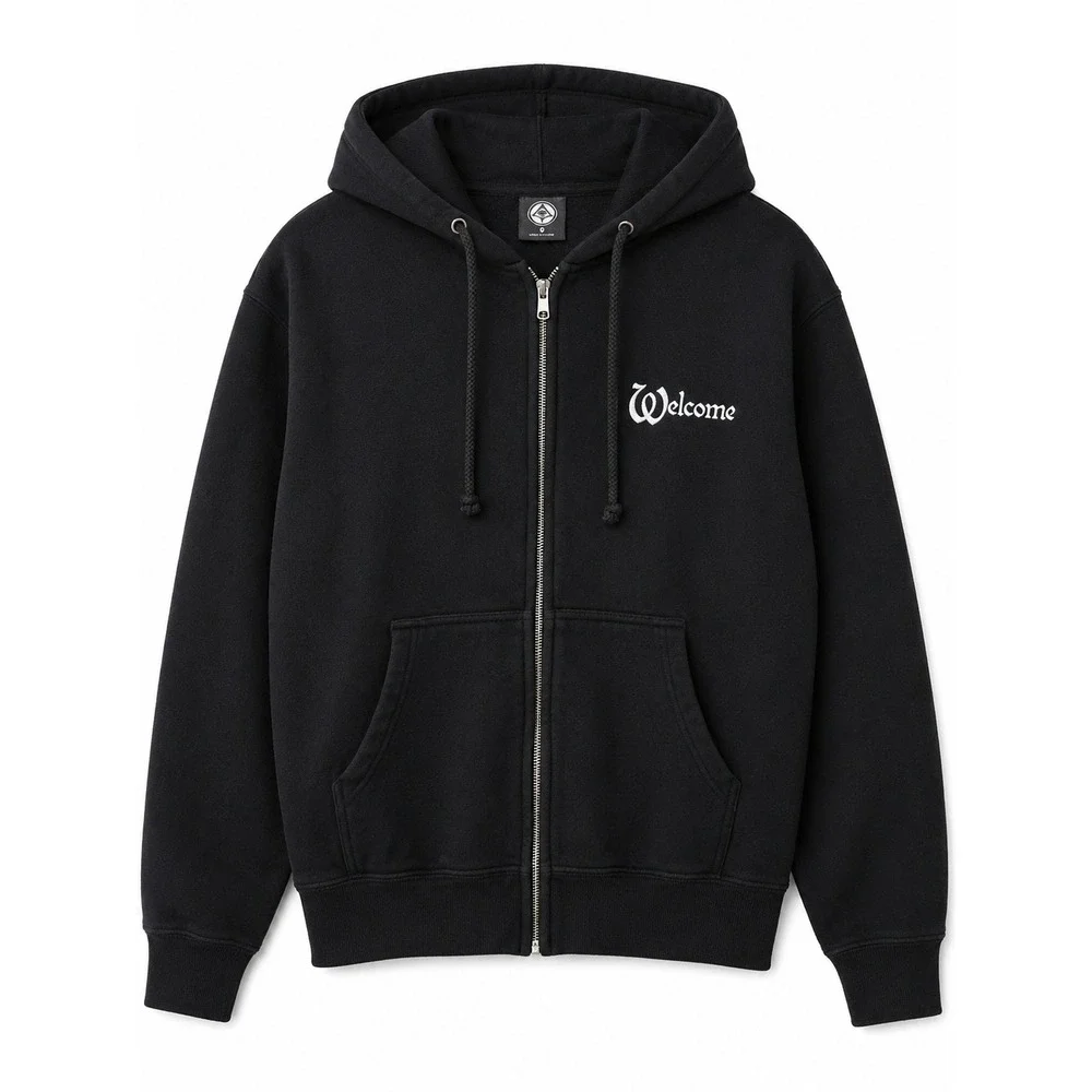 Welcome Skateboards Men's Black Zip Up Hoodie Devil Graphic‎ Small Skatewear